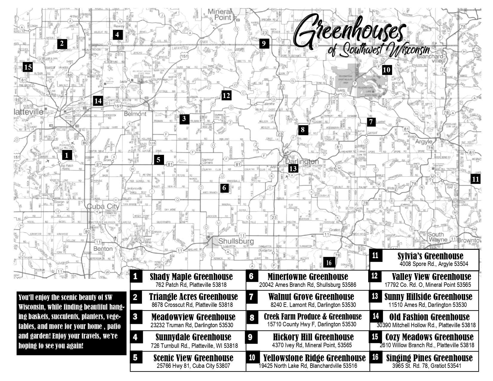 Amish Greenhouse Map